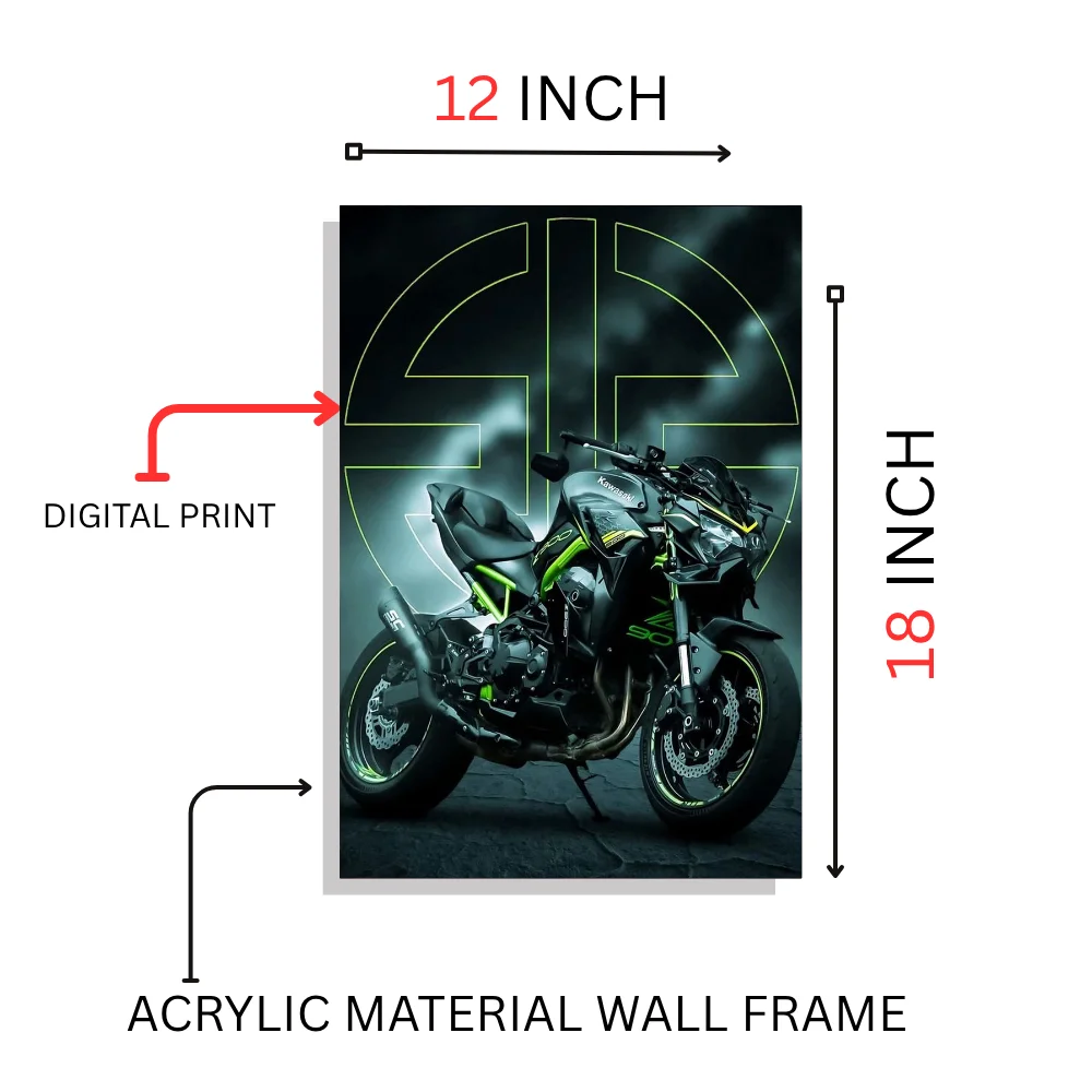 Djane Studio Z900 Acrylic Frame | Acrylic Bike Wall Frame for Living Room, Bedroom, Office & Gaming Room | Modern Home Décor | Pack of 1 | Size 12x18 Inch